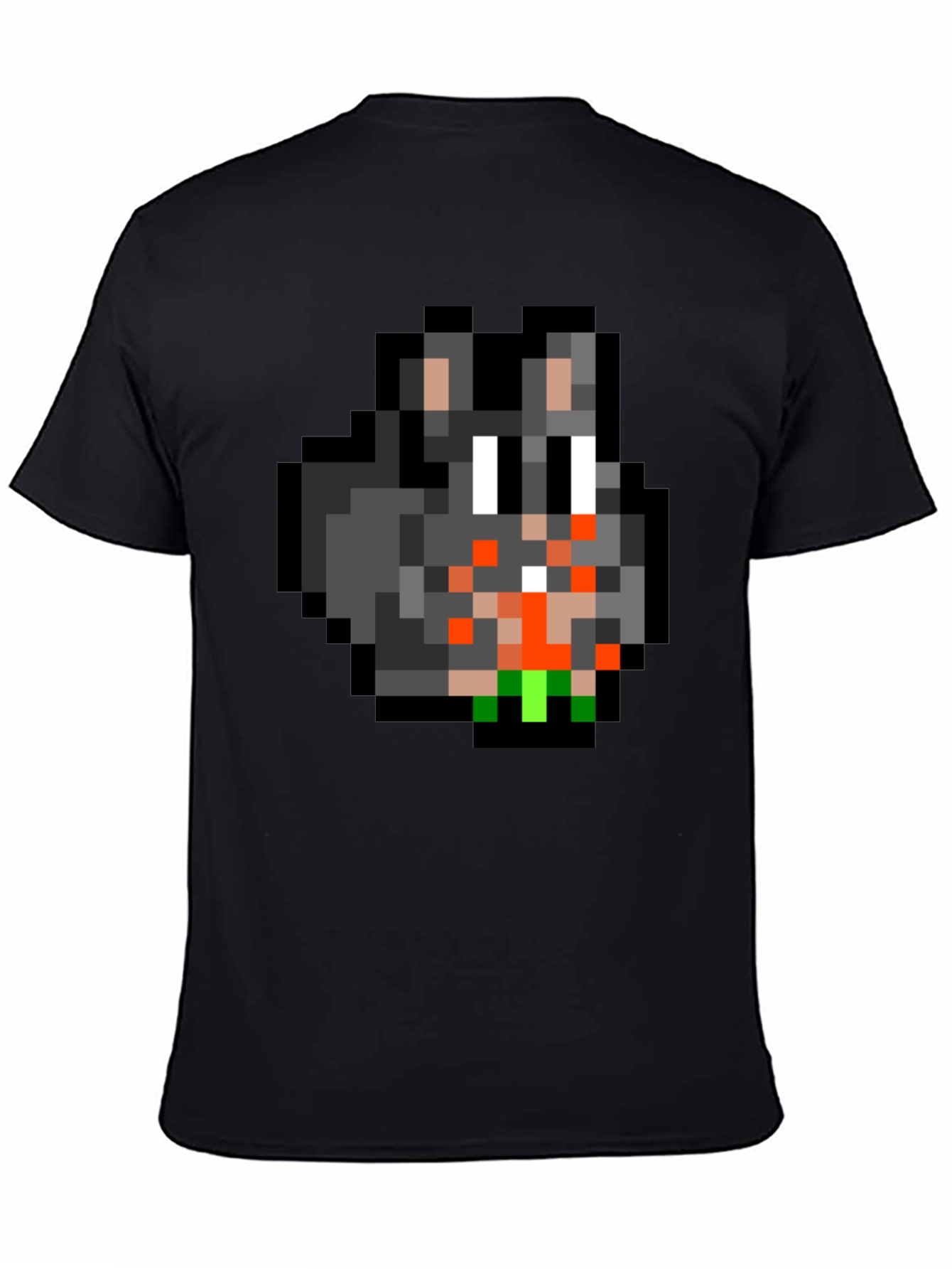 Pixel Art Bunny Graphic Tee - Black