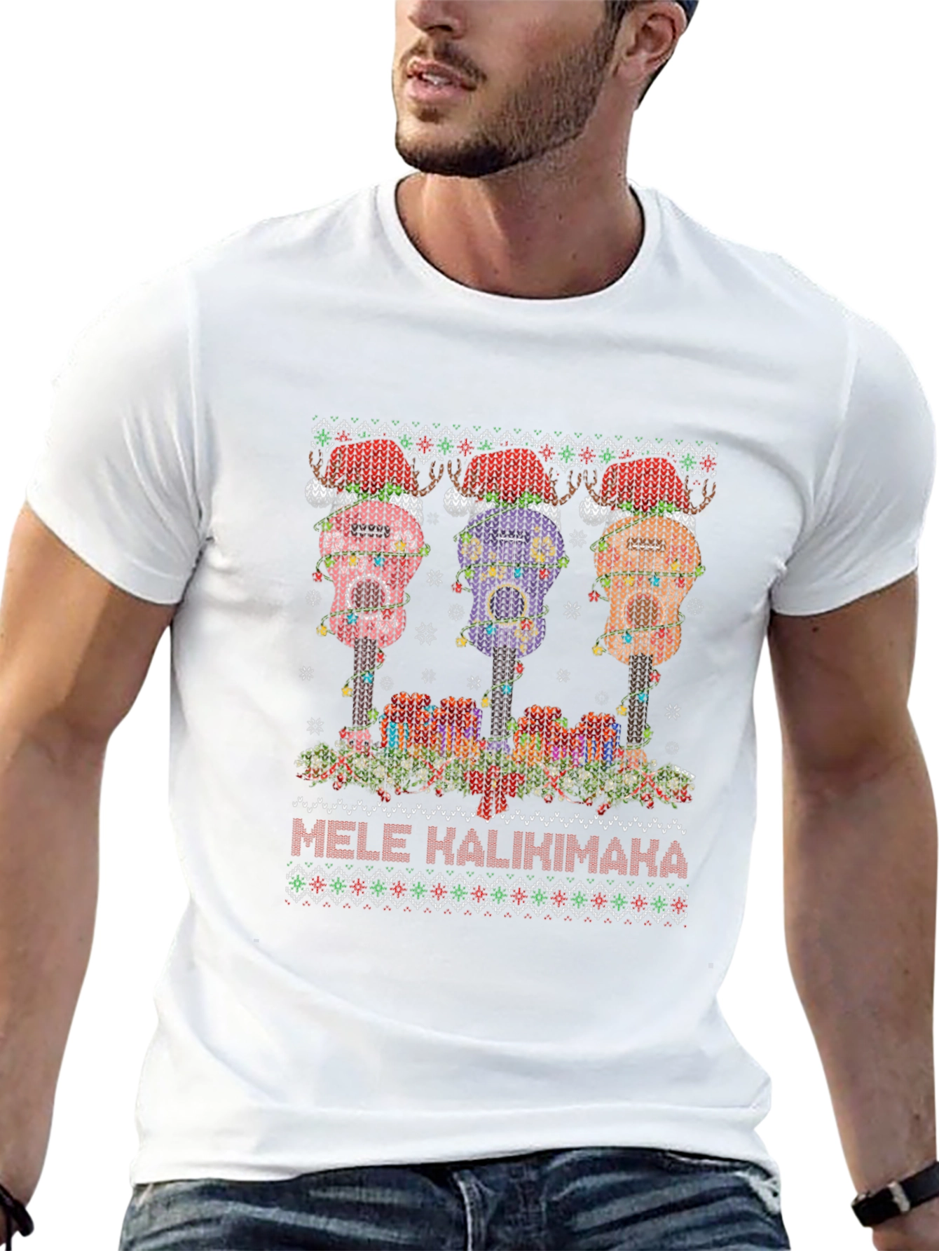 Mele Kalikimaka Ugly Christmas Ukulele T-Shirt