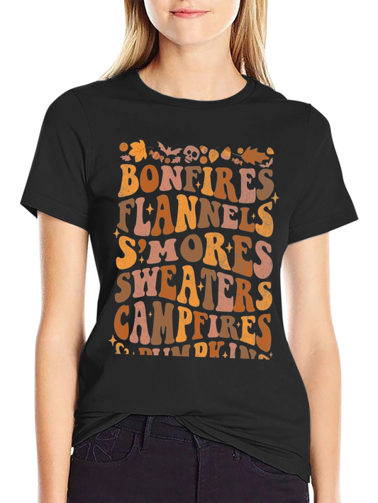 Bonfires Flannels Smores Fall T-Shirt