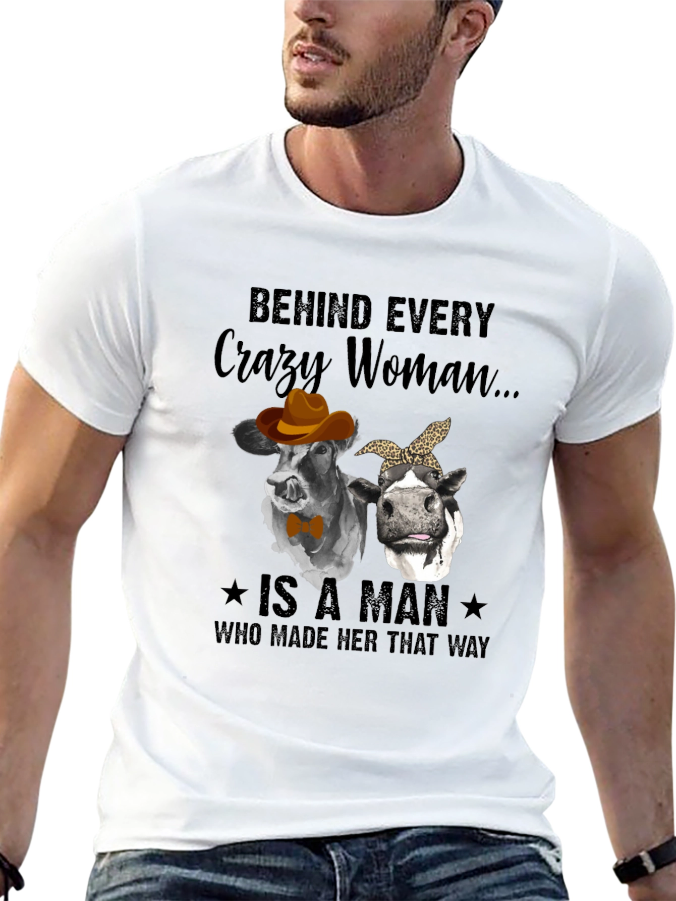 Crazy Woman Cow Graphic T-Shirt