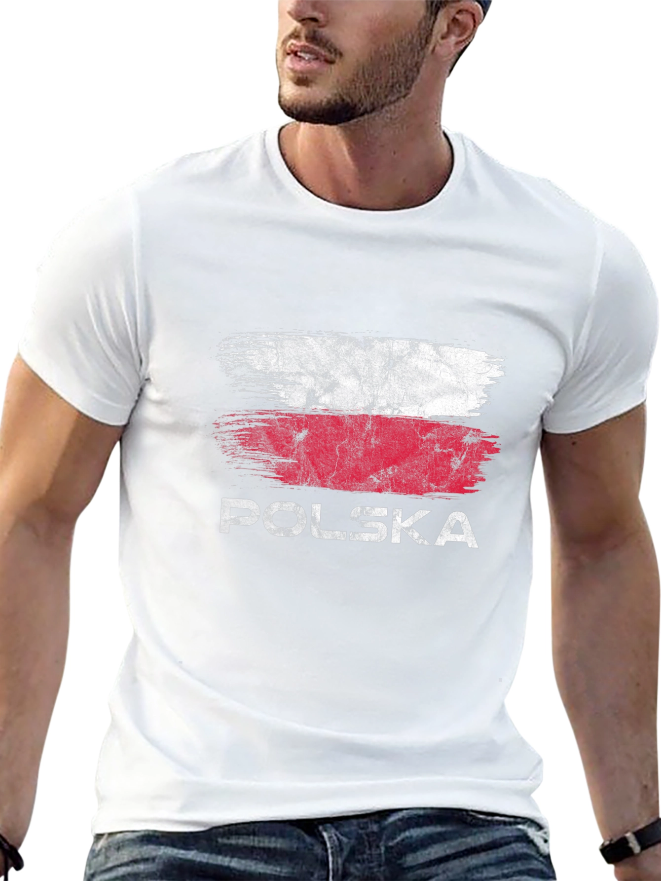 Polska Flag Grunge T-Shirt - Black