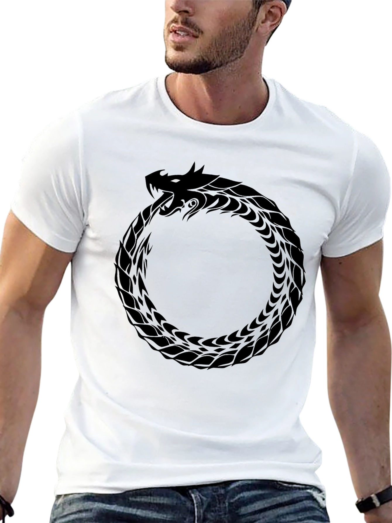 Ouroboros Snake T-Shirt - Black Graphic Tee