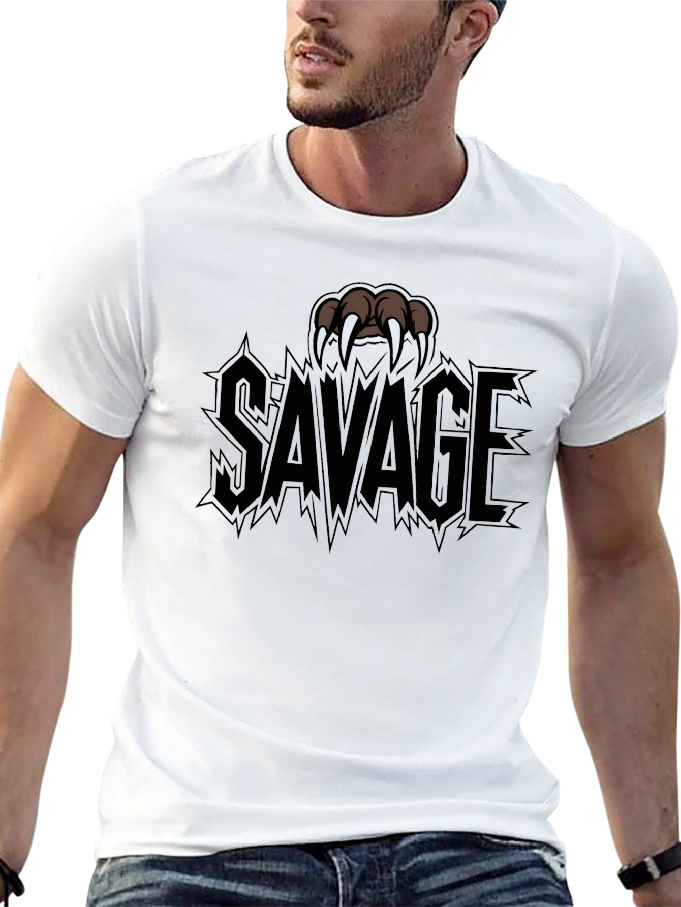 Savage Claw Graphic Print T-Shirt - Black