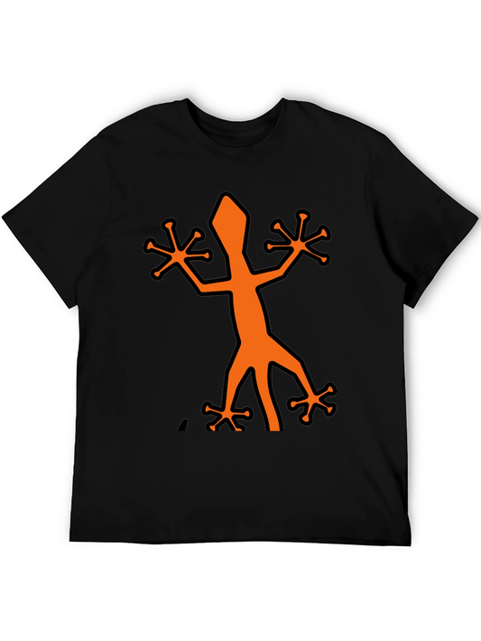 Black T-Shirt with Orange Gecko Graphic