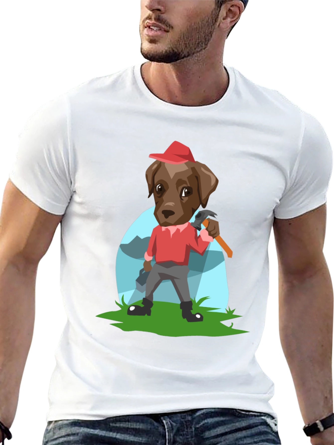 Cartoon Dog Lumberjack T-Shirt