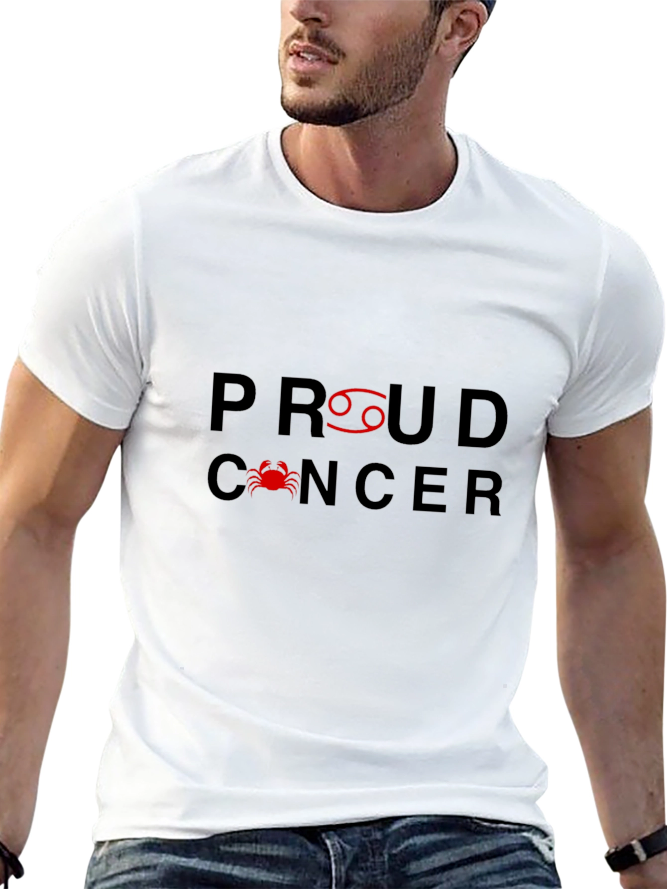 Proud Cancer Zodiac Graphic Tee - Black