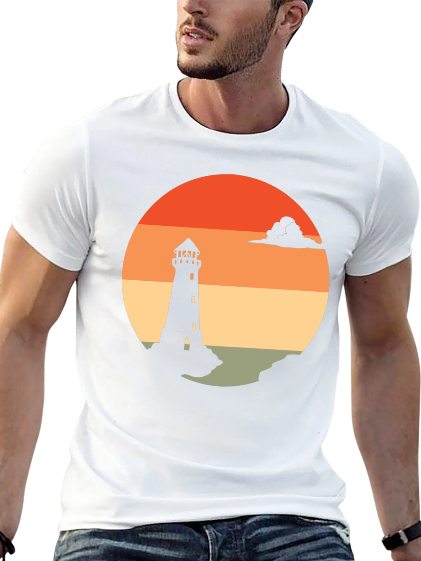 Lighthouse Sunset Graphic Tee - Coastal Style Shirt