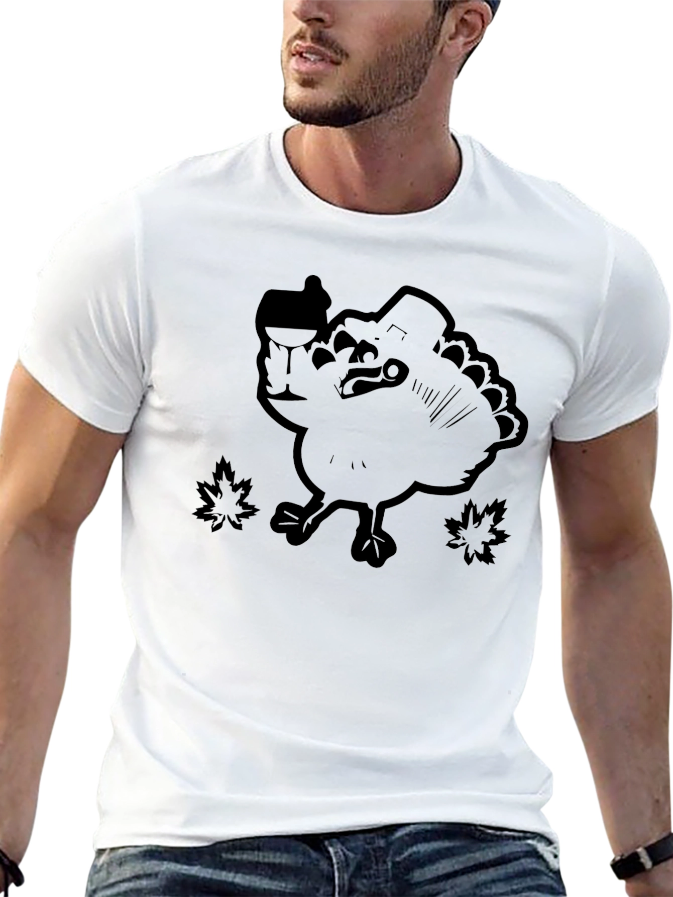 Turkey with Wine Black Graphic Tee