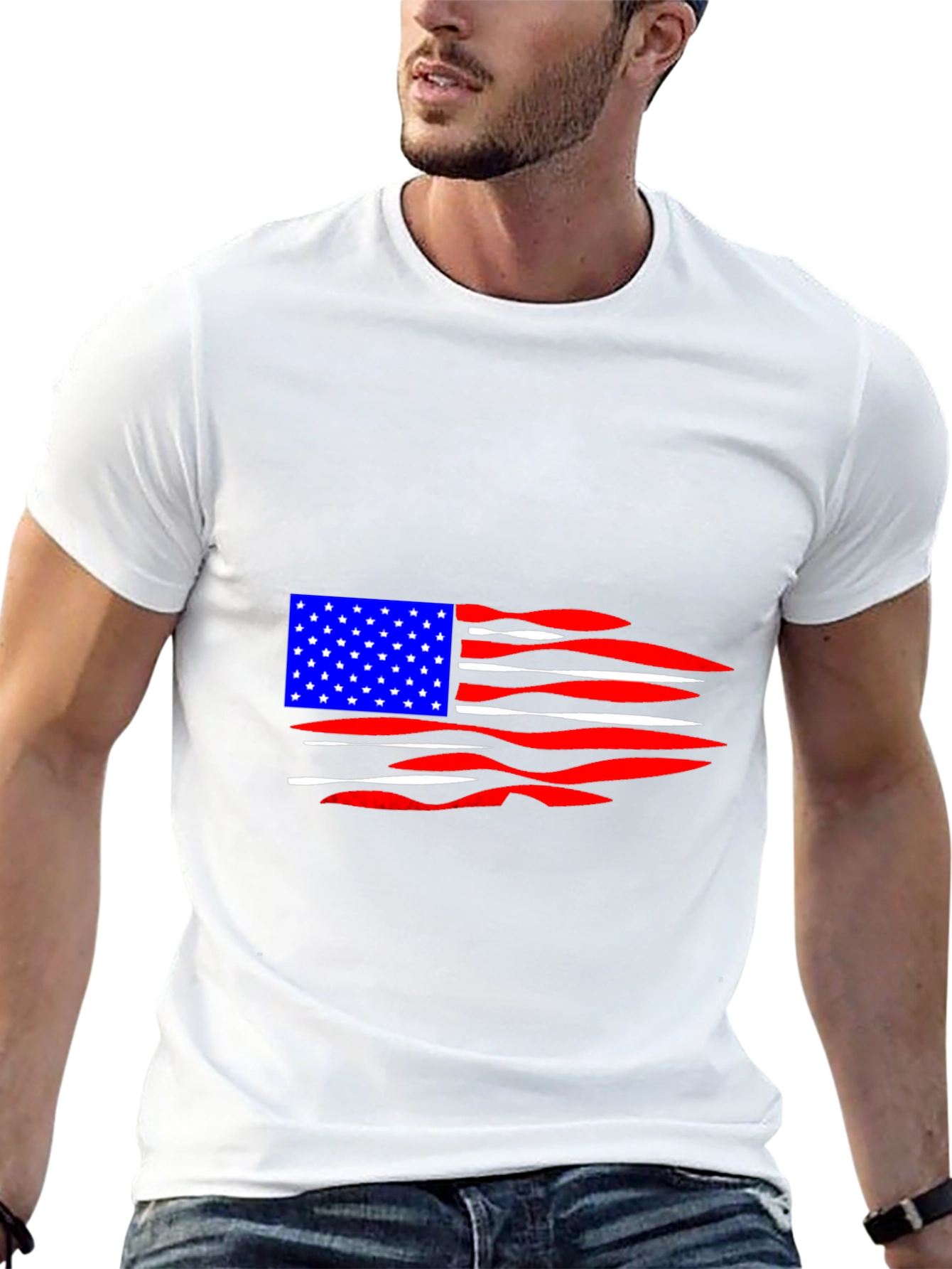 American Flag Distressed Graphic T-Shirt