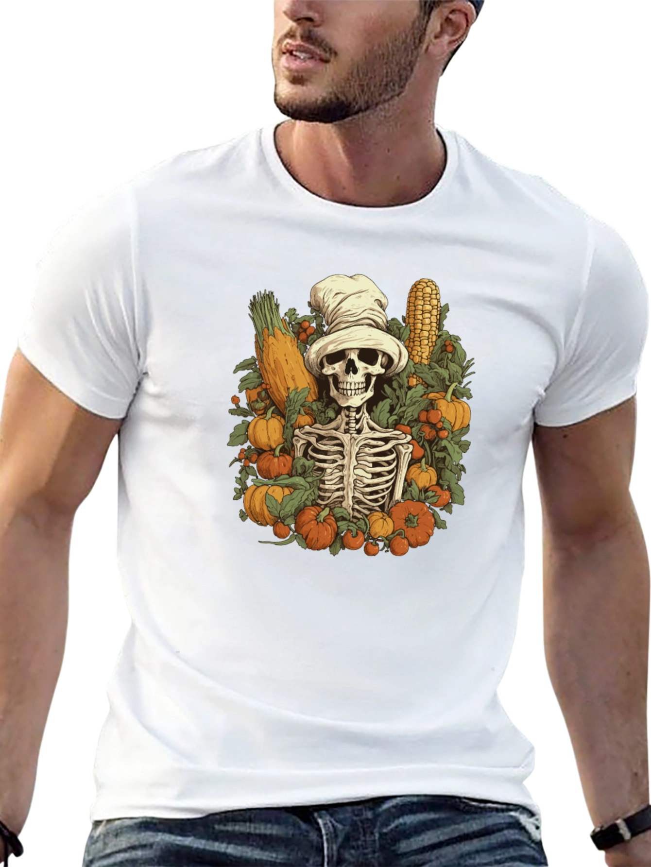 Harvest Skeleton Chef T-Shirt - Fall Festive Style