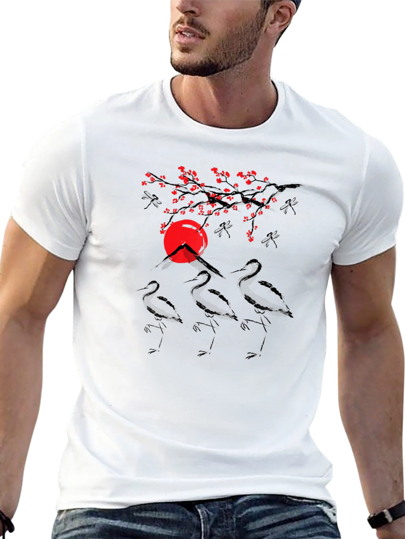 Crane and Sunset Graphic Tee
