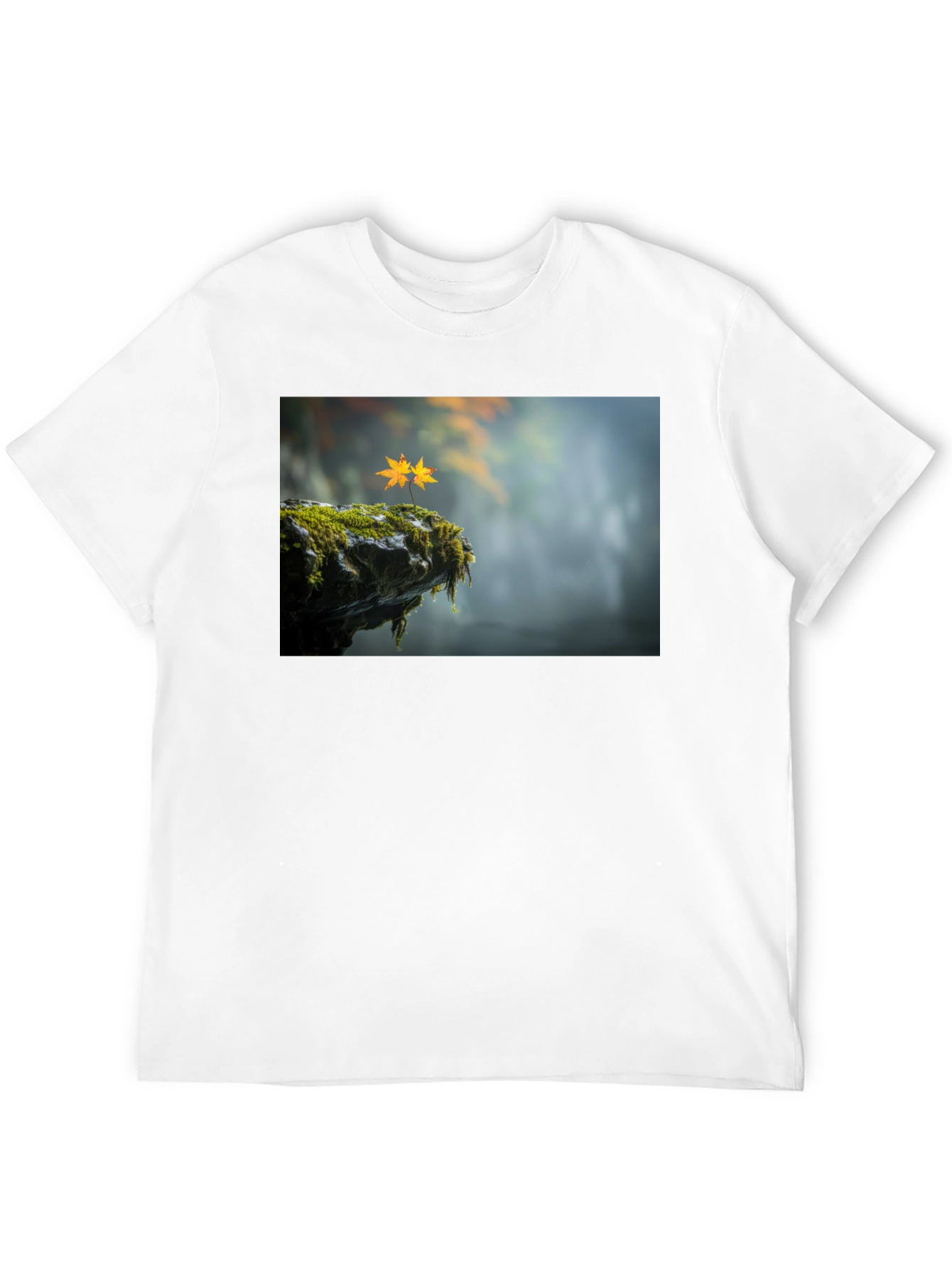 Natures Edge T-Shirt - Mossy Cliff & Maple Leaves