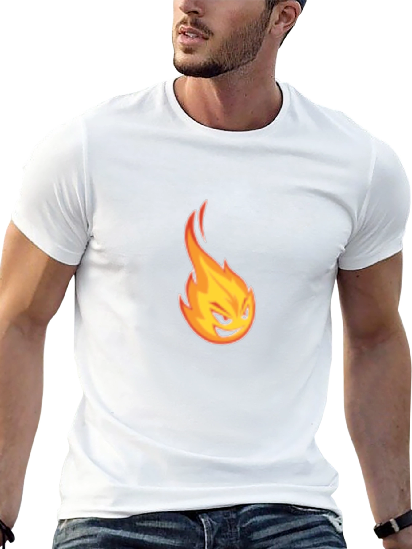 Fiery Emote Graphic Tee - Black Cotton T-Shirt