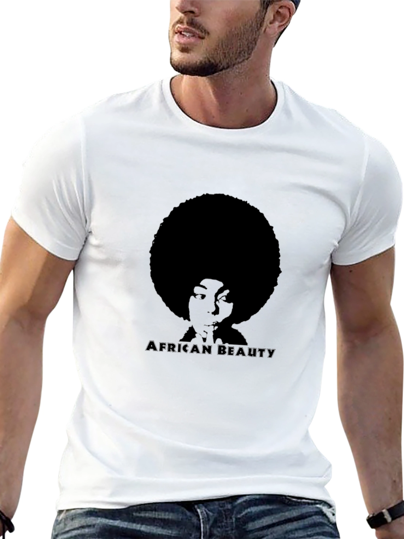 African Beauty Graphic Print Black T-Shirt