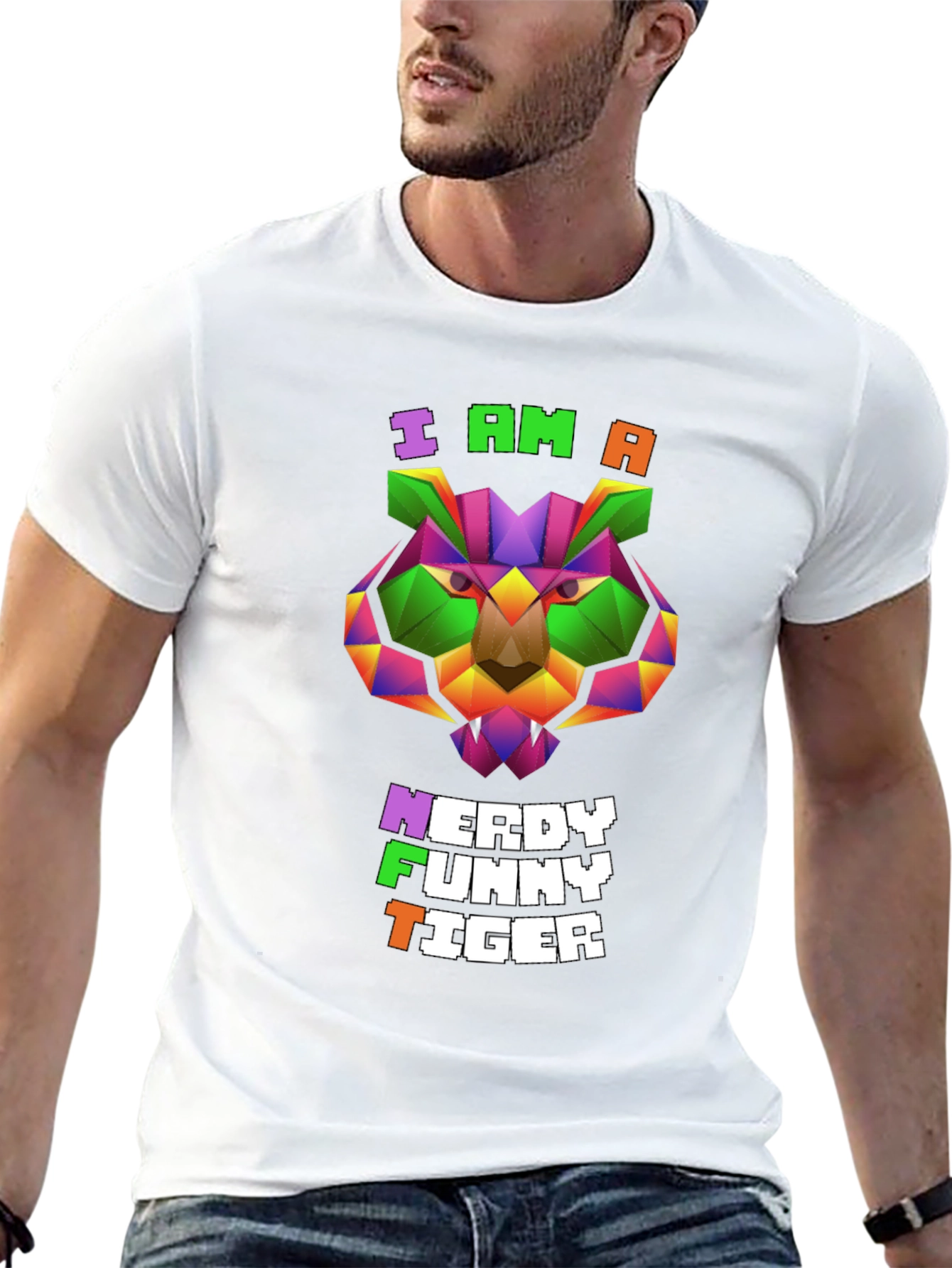 Nerdy Funny Tiger Graphic Tee - Unique Design
