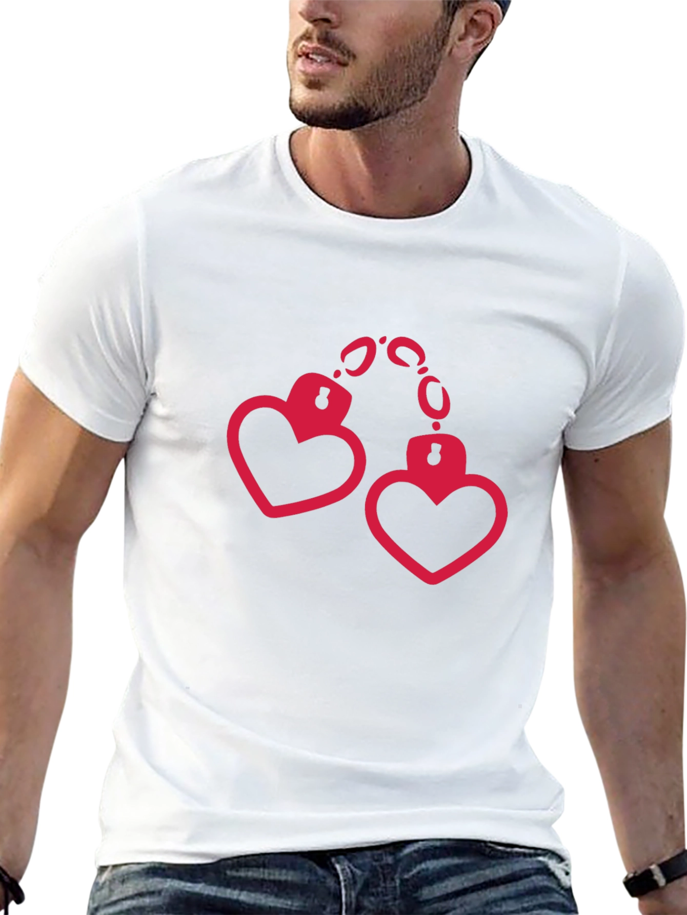 Heart Handcuffs Graphic Black T-Shirt