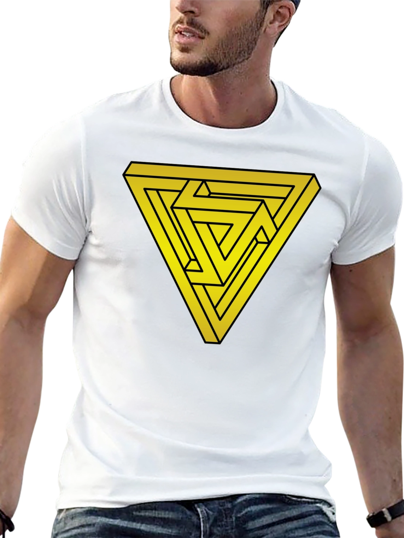 Impossible Triangle Graphic T-Shirt - Optical Illusion Tee