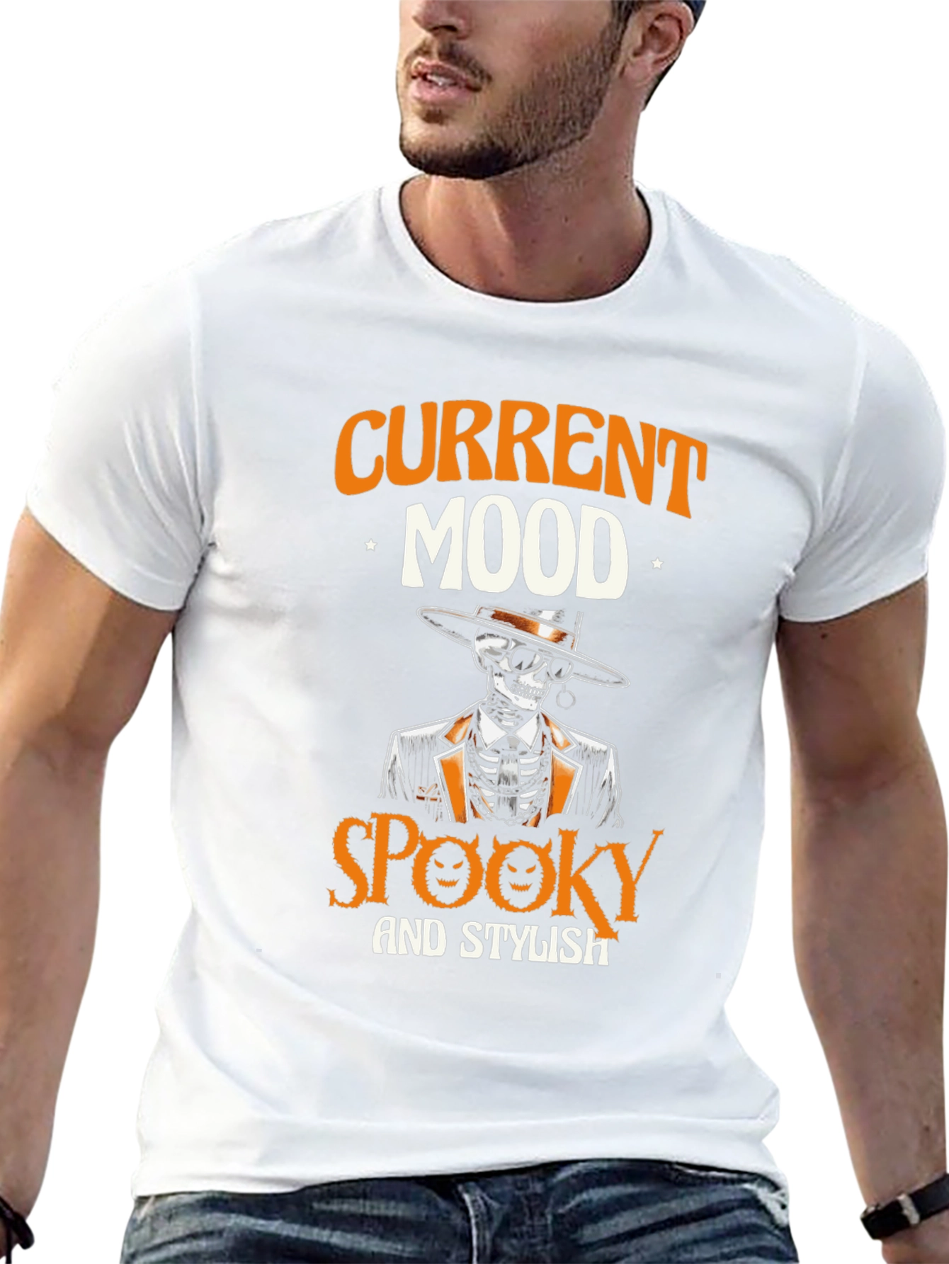 Spooky & Stylish Skeleton Graphic T-Shirt - Halloween Vibes