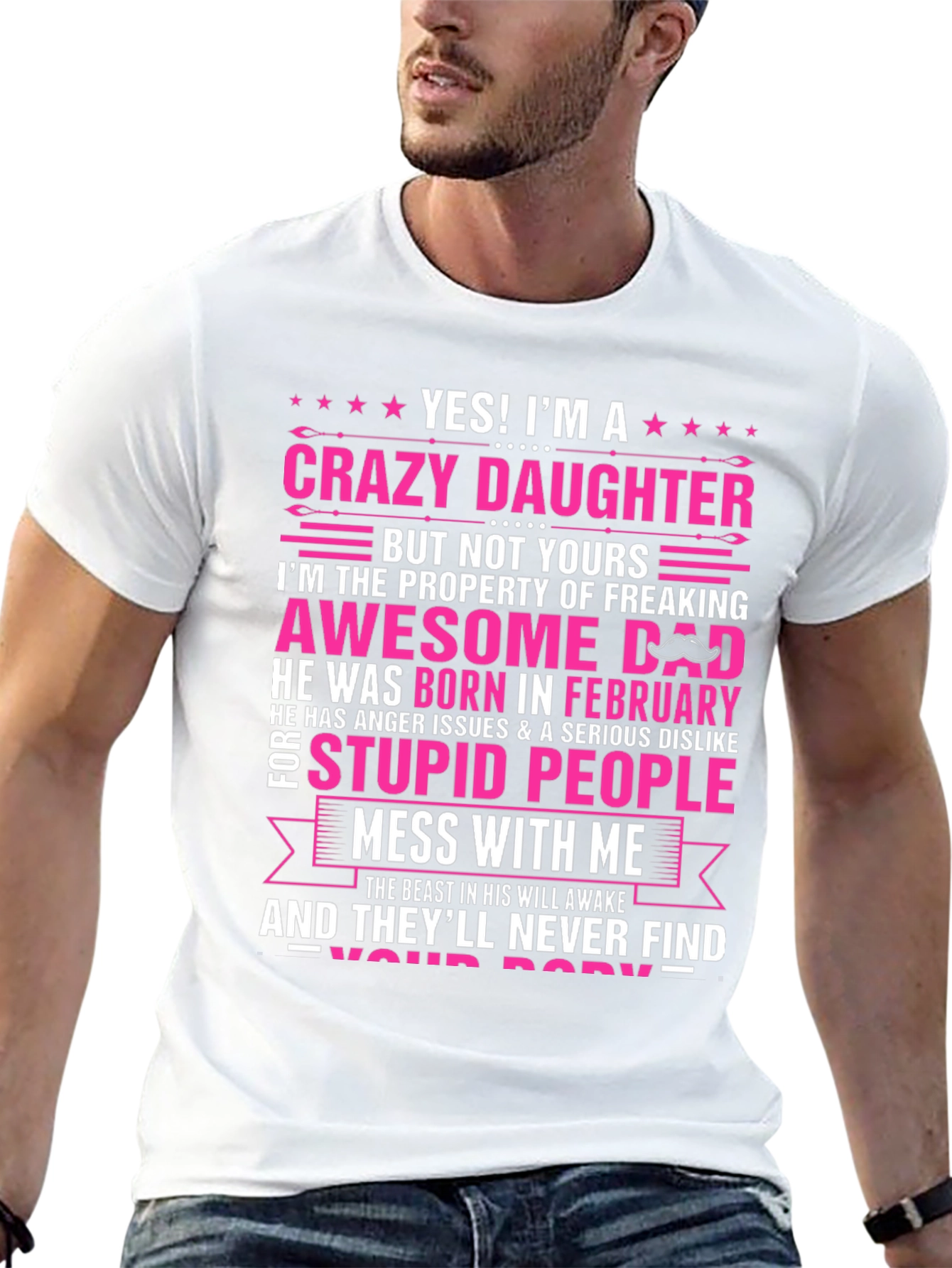 Crazy Daughter Awesome Dad Graphic T-Shirt