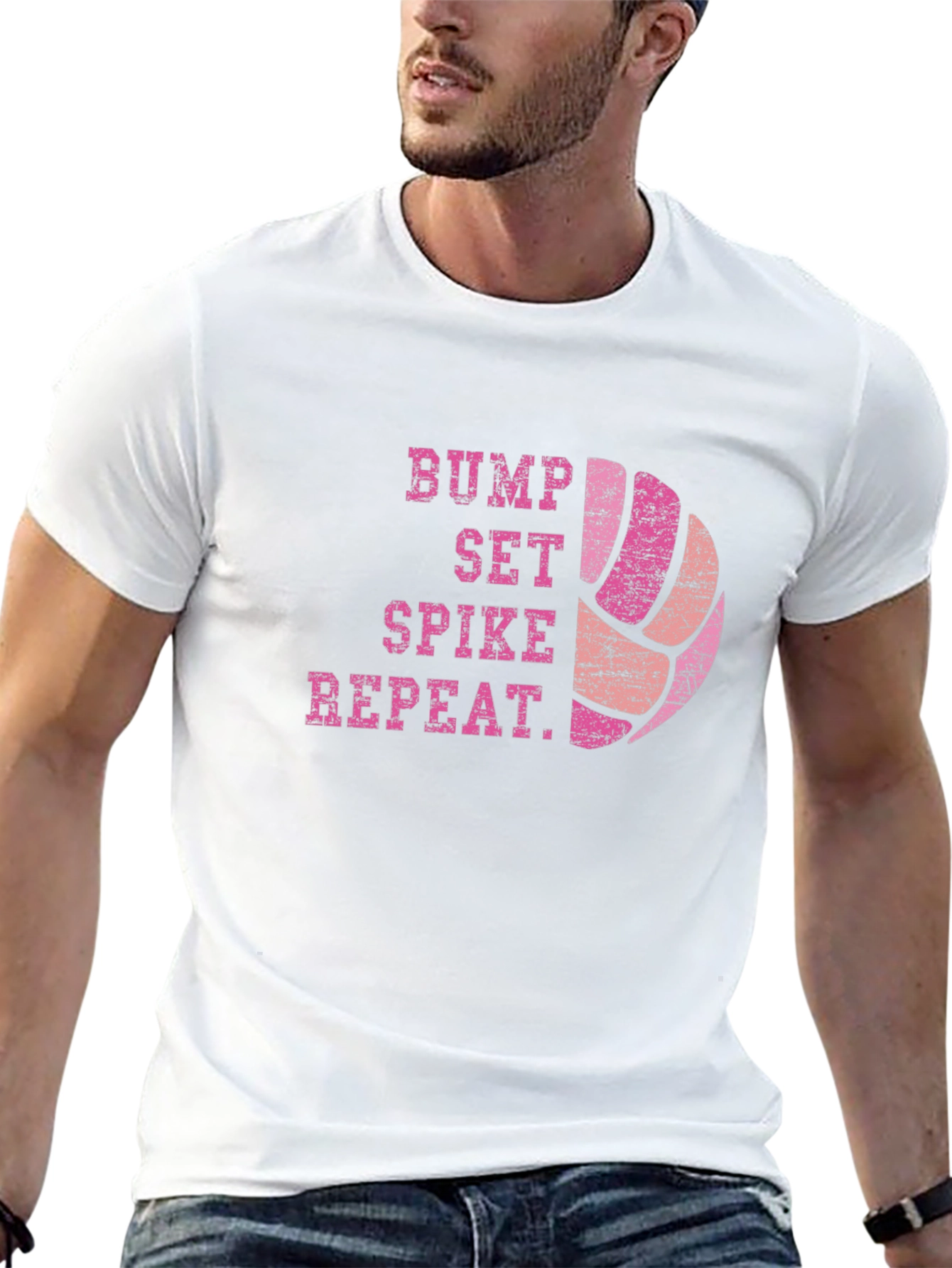 Volleyball Bump Set Spike Repeat Graphic T-Shirt