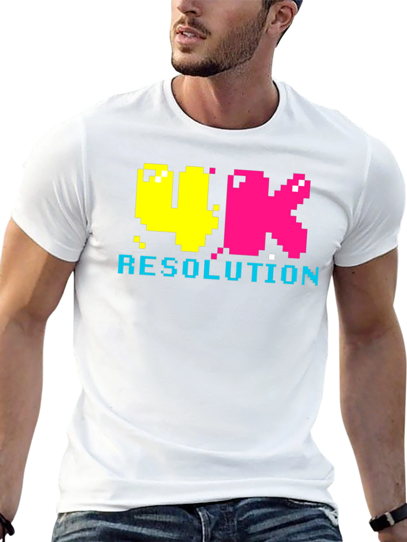Retro 4K Resolution Pixel Art Black T-Shirt