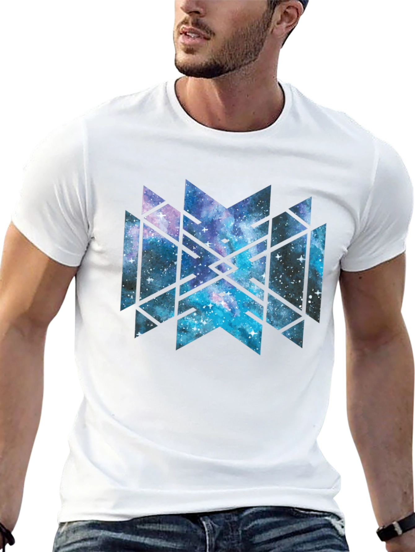 Galaxy Geometric Tee - Black Cotton Blend