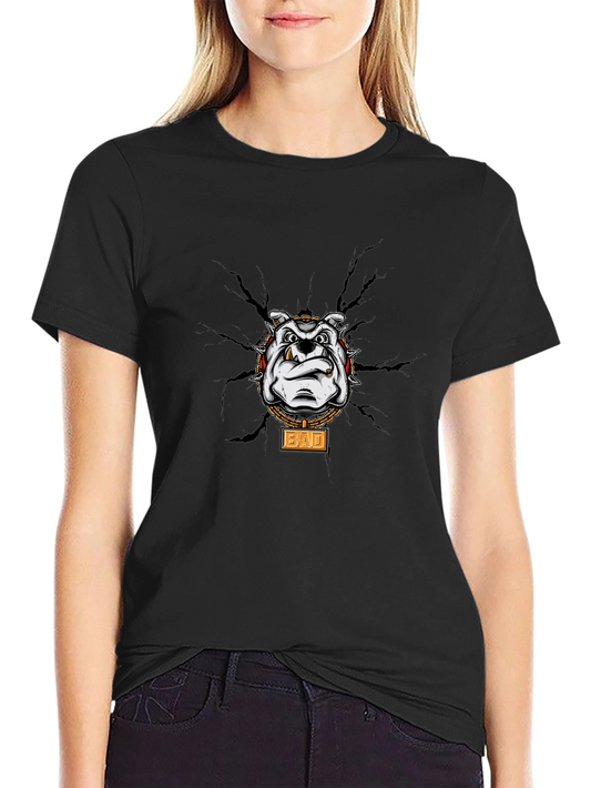 Bad Dog Graphic T-Shirt - Cool Bulldog Design