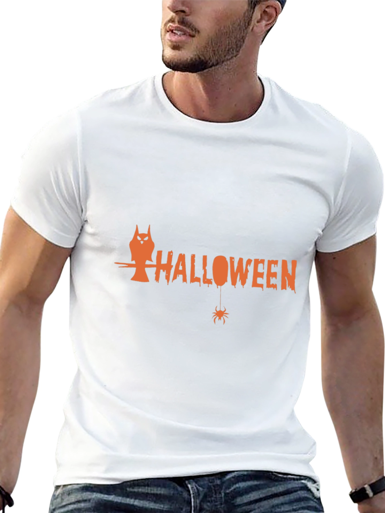Halloween Owl Spider Graphic T-Shirt