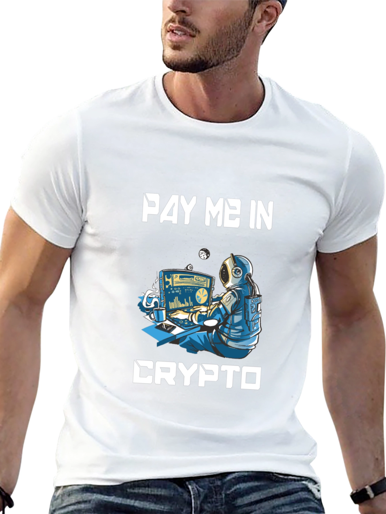 Pay Me in Crypto T-Shirt - Astronaut Trader Design