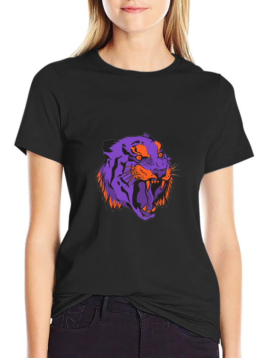 Bold Tiger Graphic Tee - Black Cotton Blend