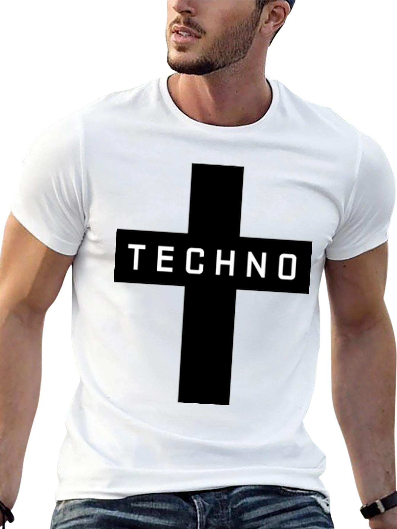 Techno Cross Graphic Black T-Shirt