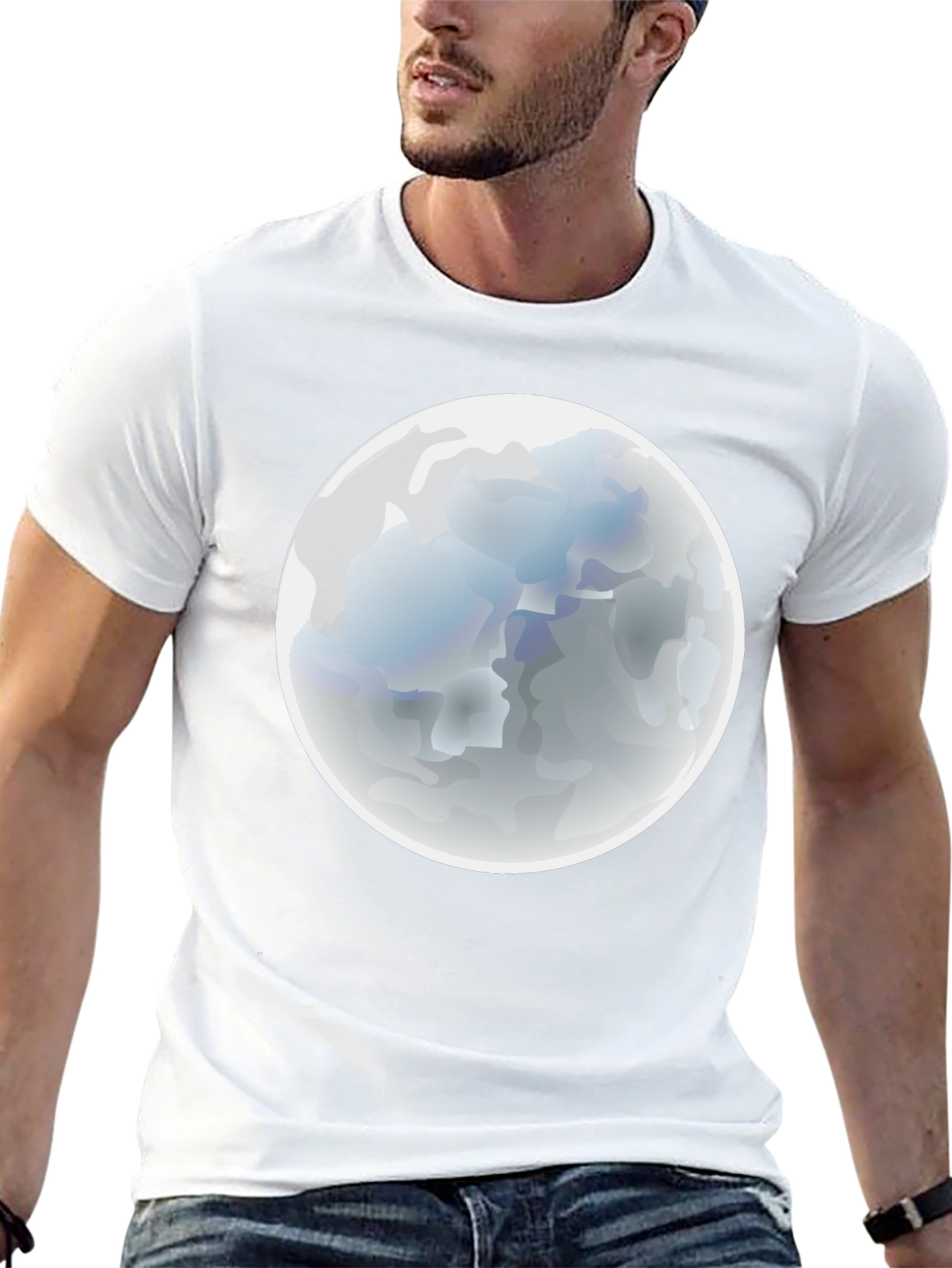 Moon Graphic Black T-Shirt - Mens Casual Tee