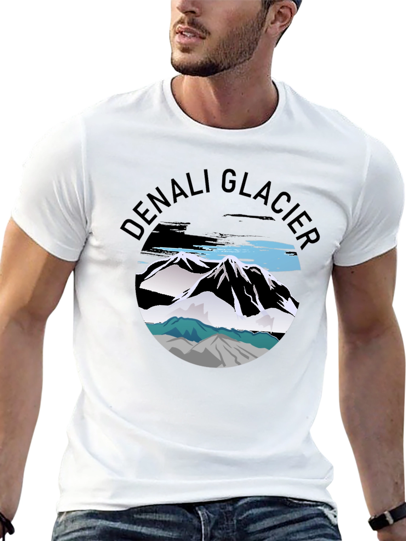 Denali Glacier Graphic Tee - Black Cotton T-Shirt