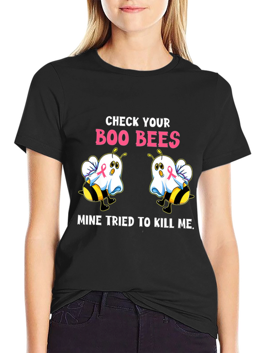 Boo Bees T-Shirt Breast Cancer Awareness Halloween Tee