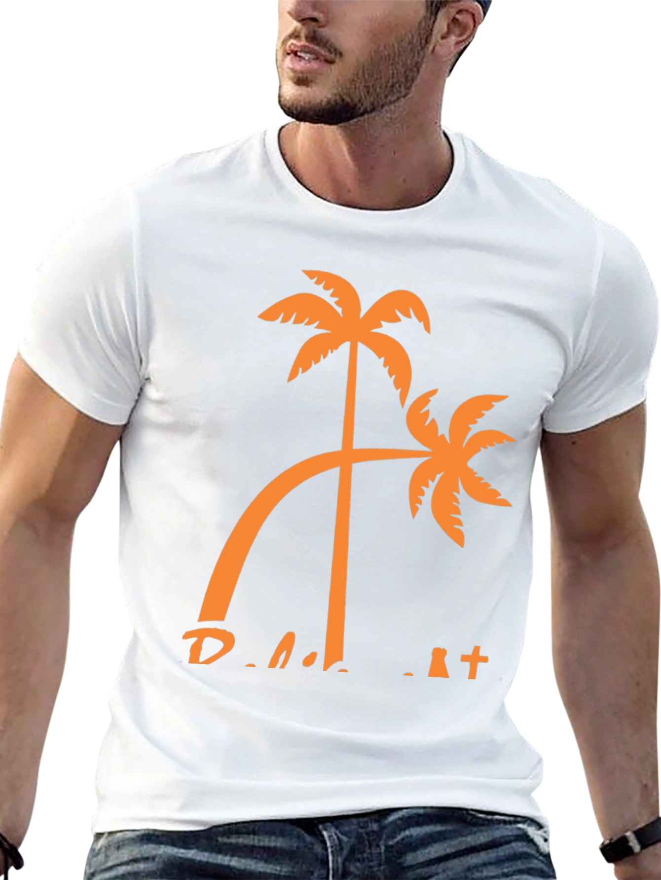 Tropical Palm Tree Graphic Tee - Black Cotton T-Shirt