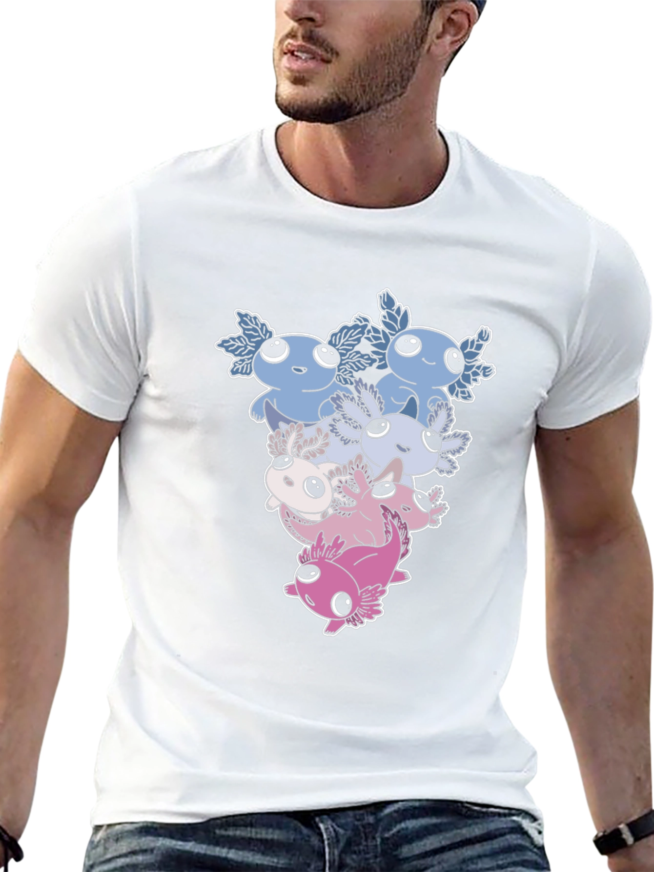 Cute Axolotl Stack Graphic Tee