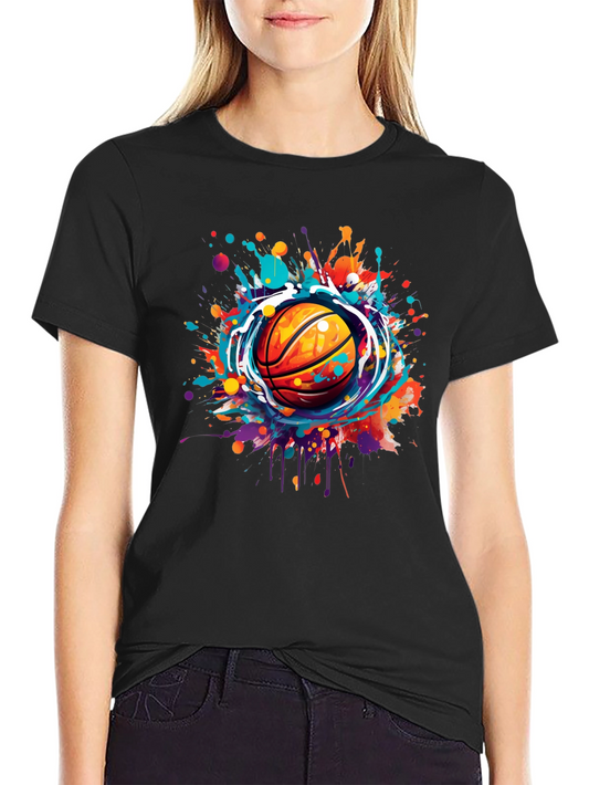 Basketball Splash Graphic Tee - Stylish Mens T-Shirt