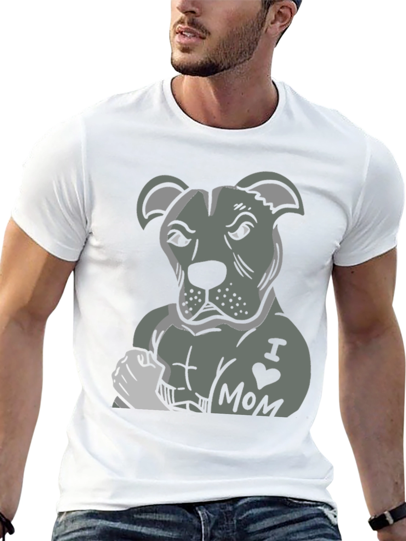 Pitbull I Heart Mom Graphic T-Shirt