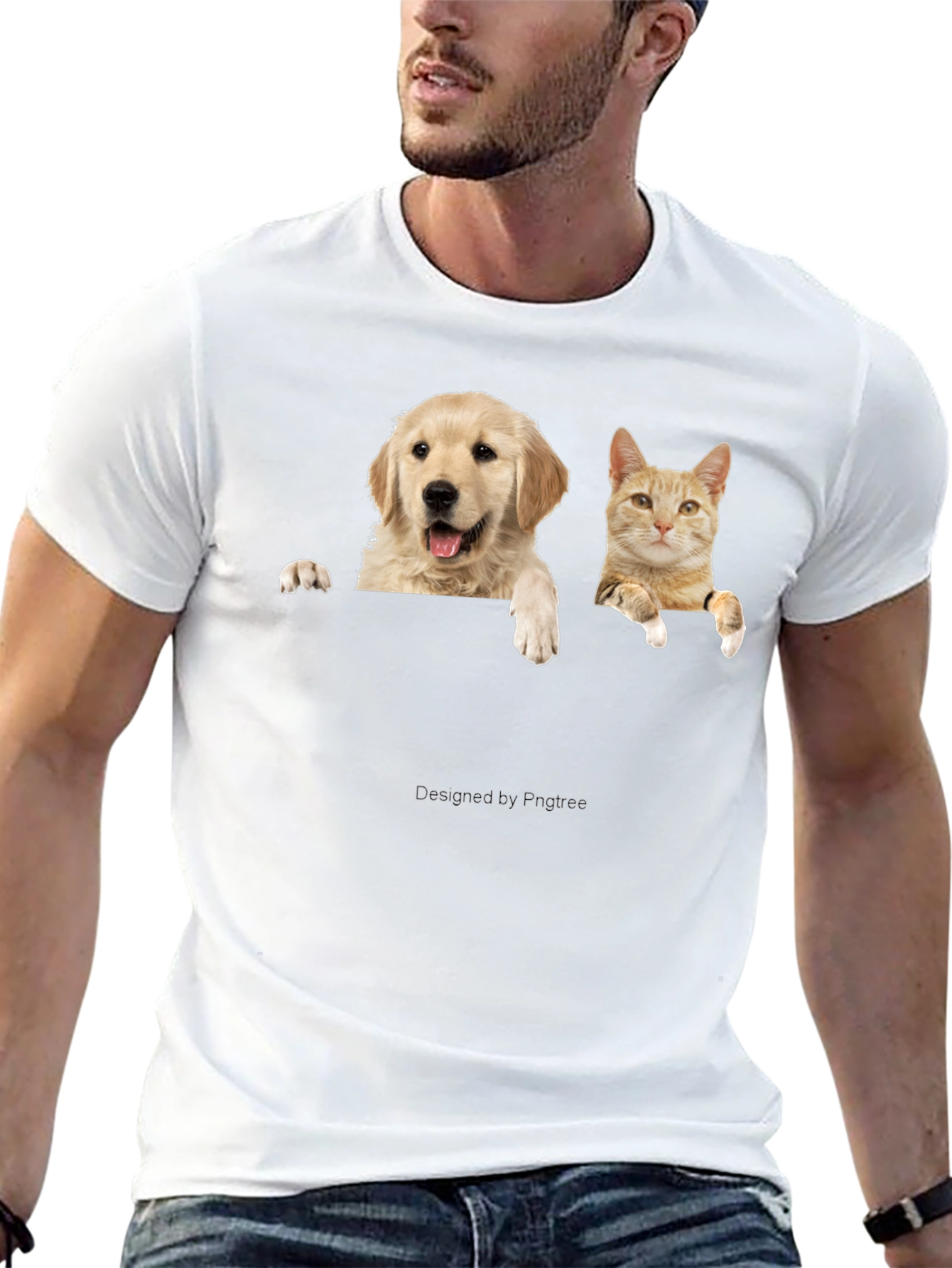 Dog & Cat Peekaboo Black T-Shirt