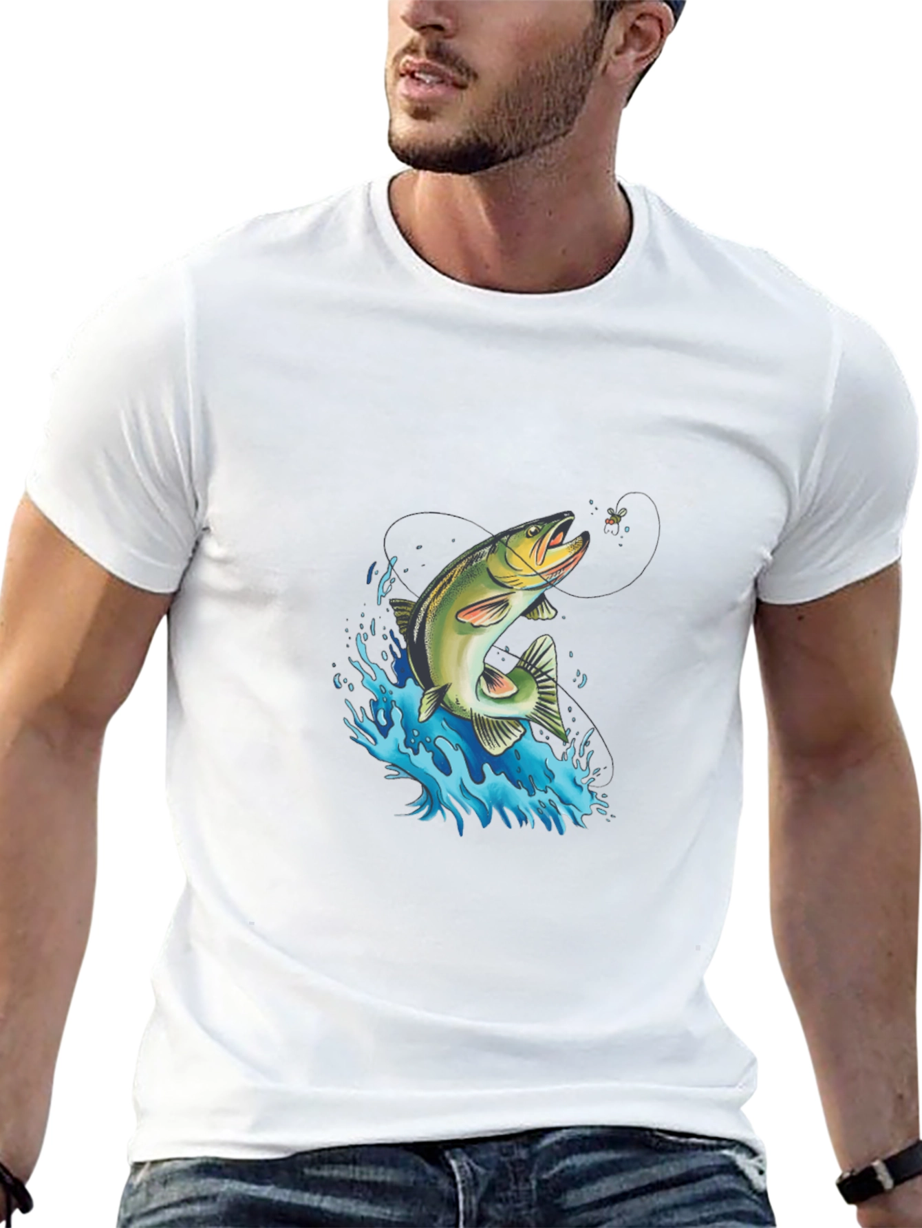 Fishing T-Shirt: Leaping Trout Design