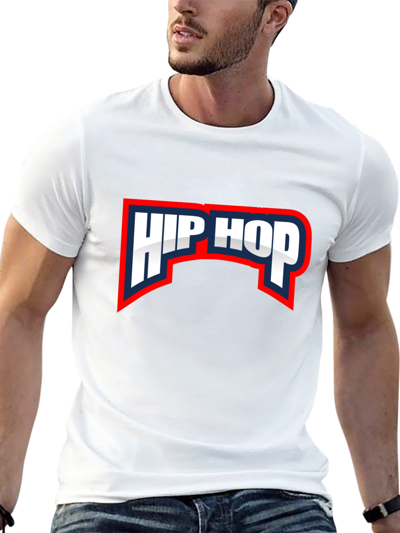 Hip Hop Graphic Tee - Black Crew Neck T-Shirt