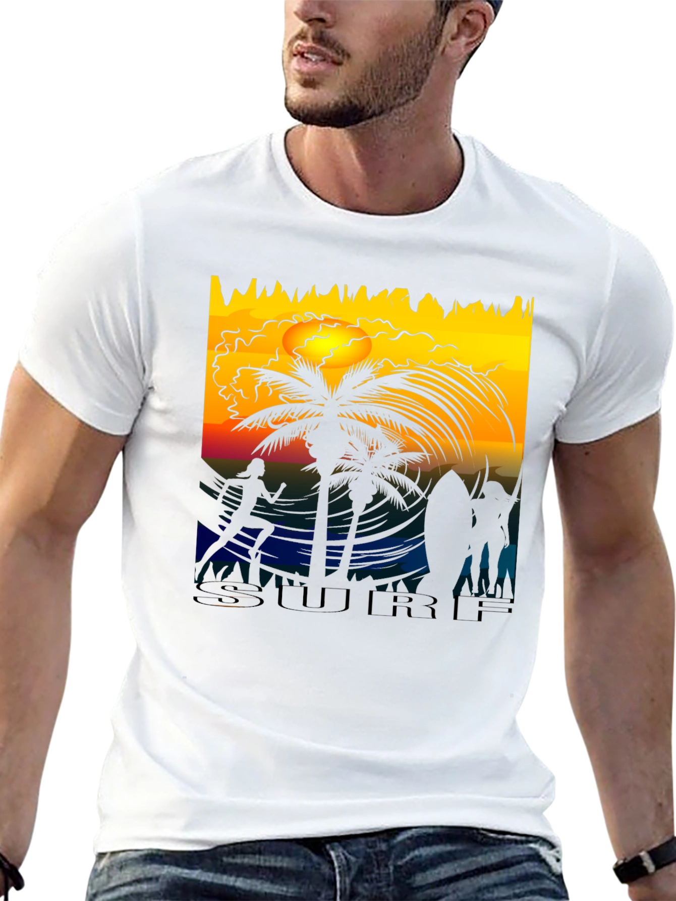 Sunset Surf Scene Graphic Tee