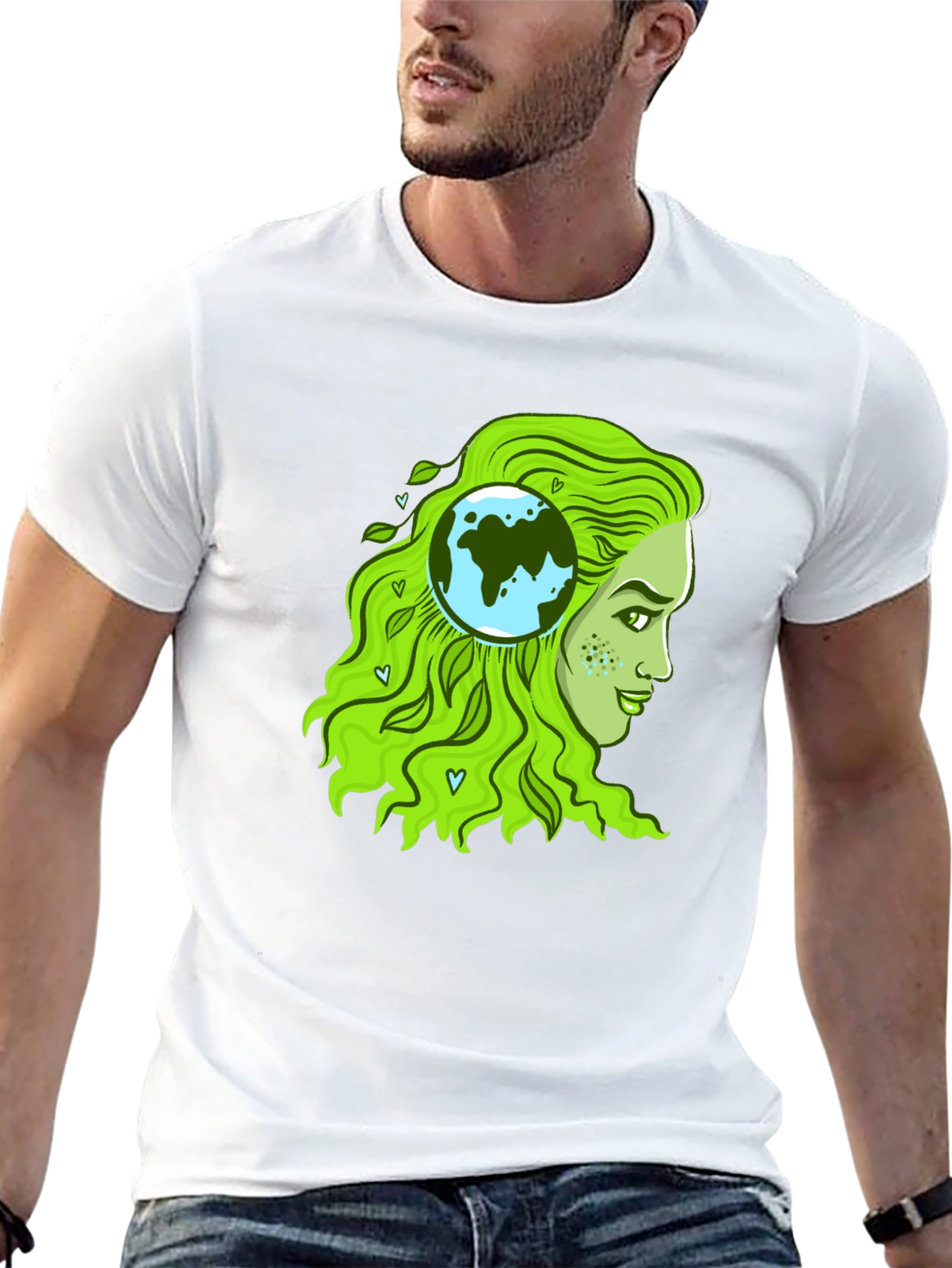 Eco-Friendly Earth Woman Graphic T-Shirt