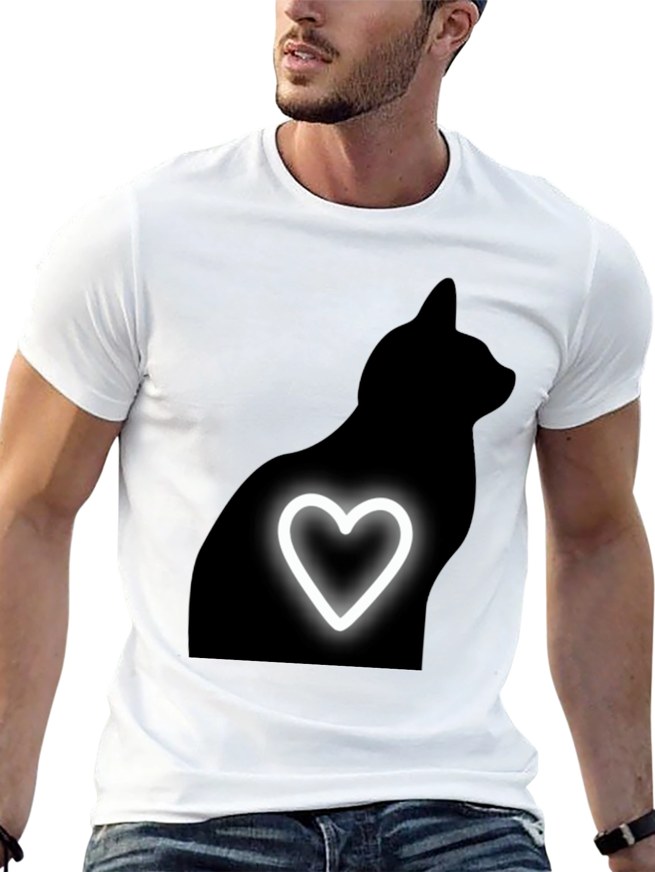 Black Cat Heart Tee - Mens Graphic T-Shirt
