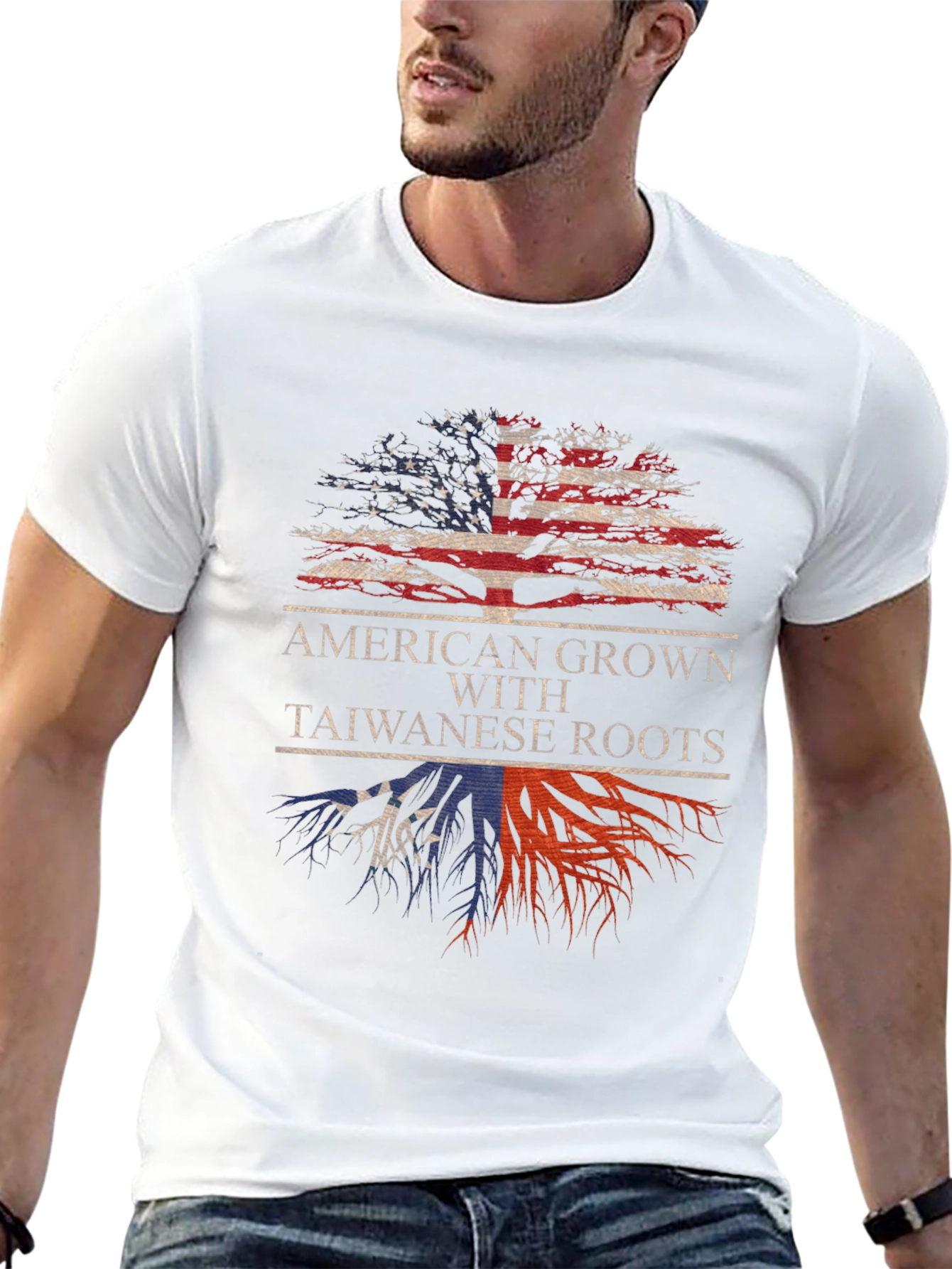 American Grown Taiwanese Roots Graphic T-Shirt