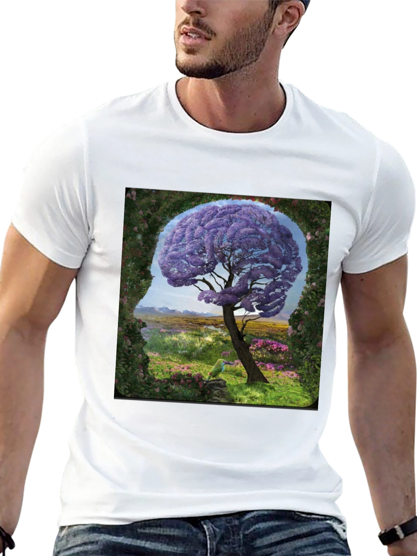 Abstract Brain Tree Graphic T-Shirt