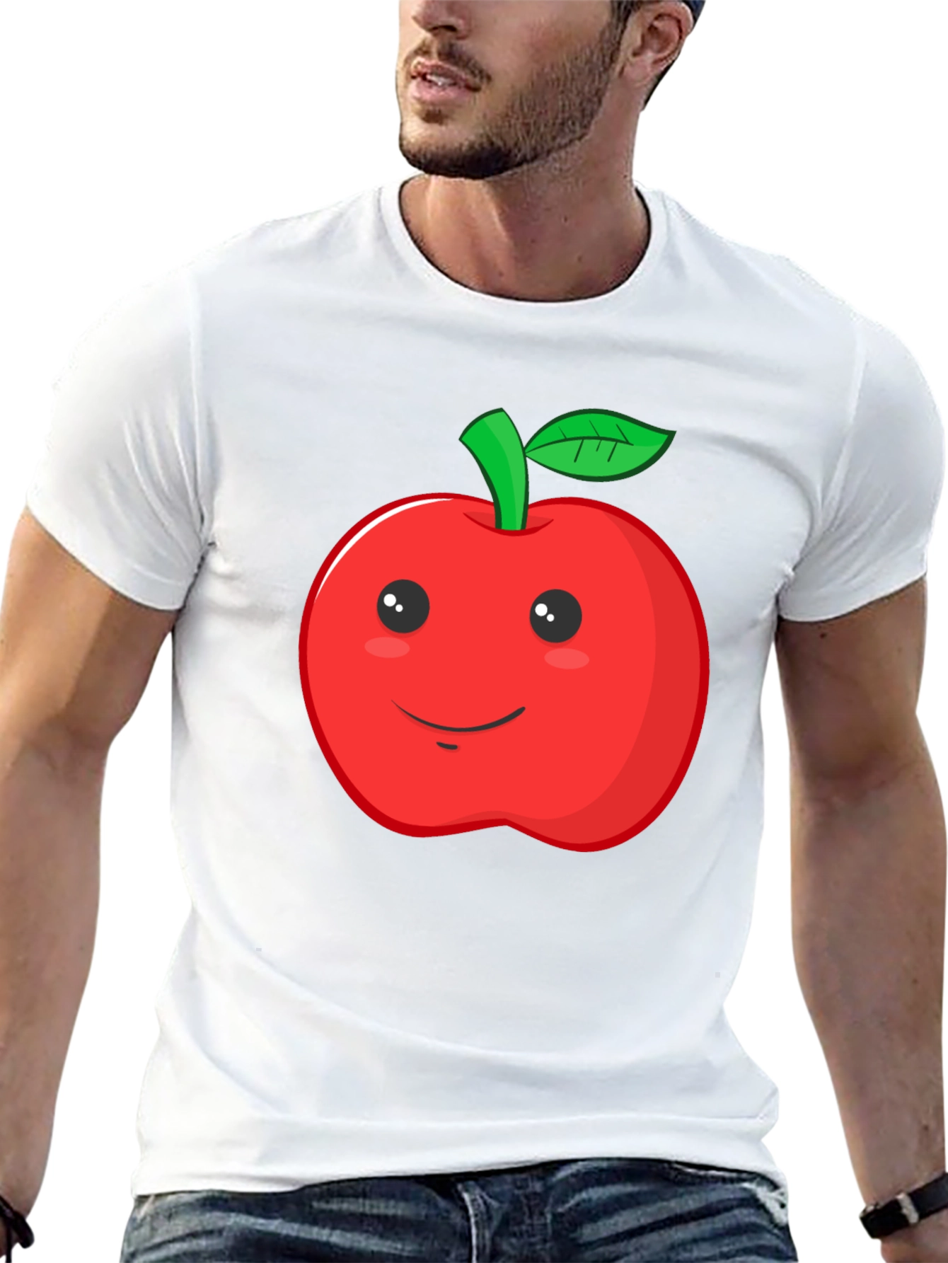 Apple Graphic Black T-Shirt - Mens Crew Neck