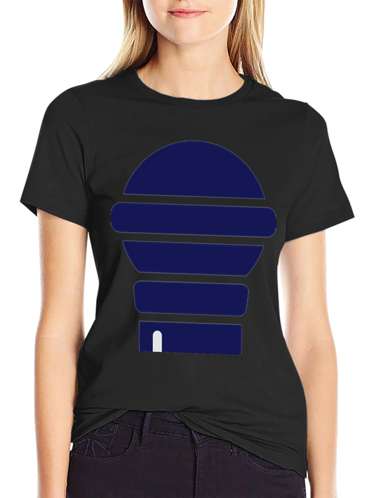 Modern Blue Graphic Print Black T-Shirt