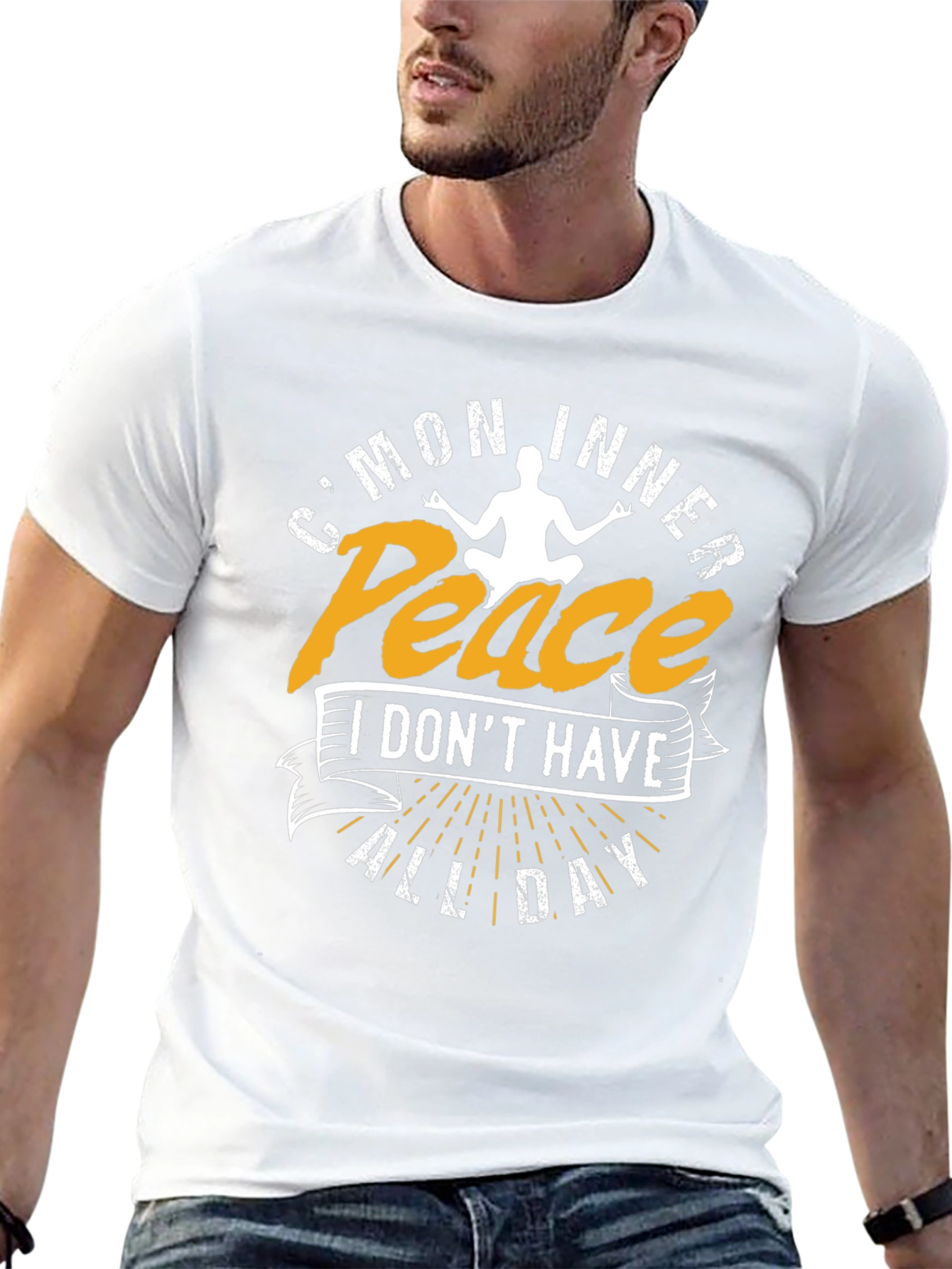 Funny Yoga T-Shirt - Cmon Inner Peace