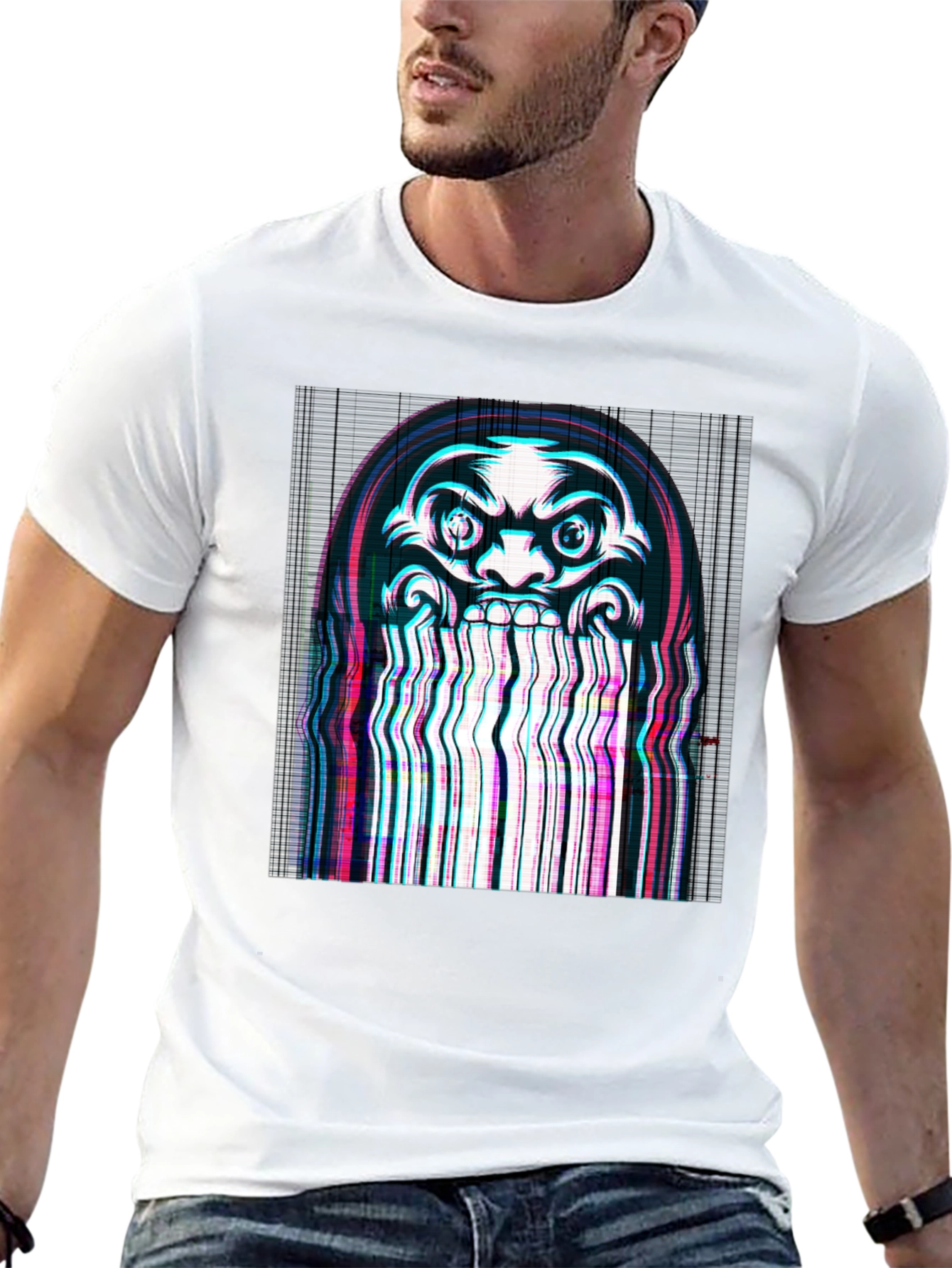 Glitch Art Tee: Dark Graphic Print T-Shirt
